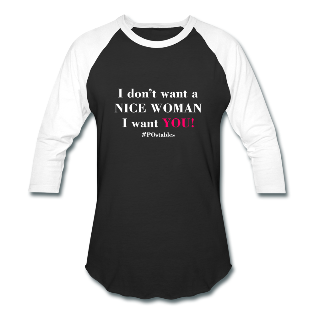 Woman W Baseball T-Shirt - black/white