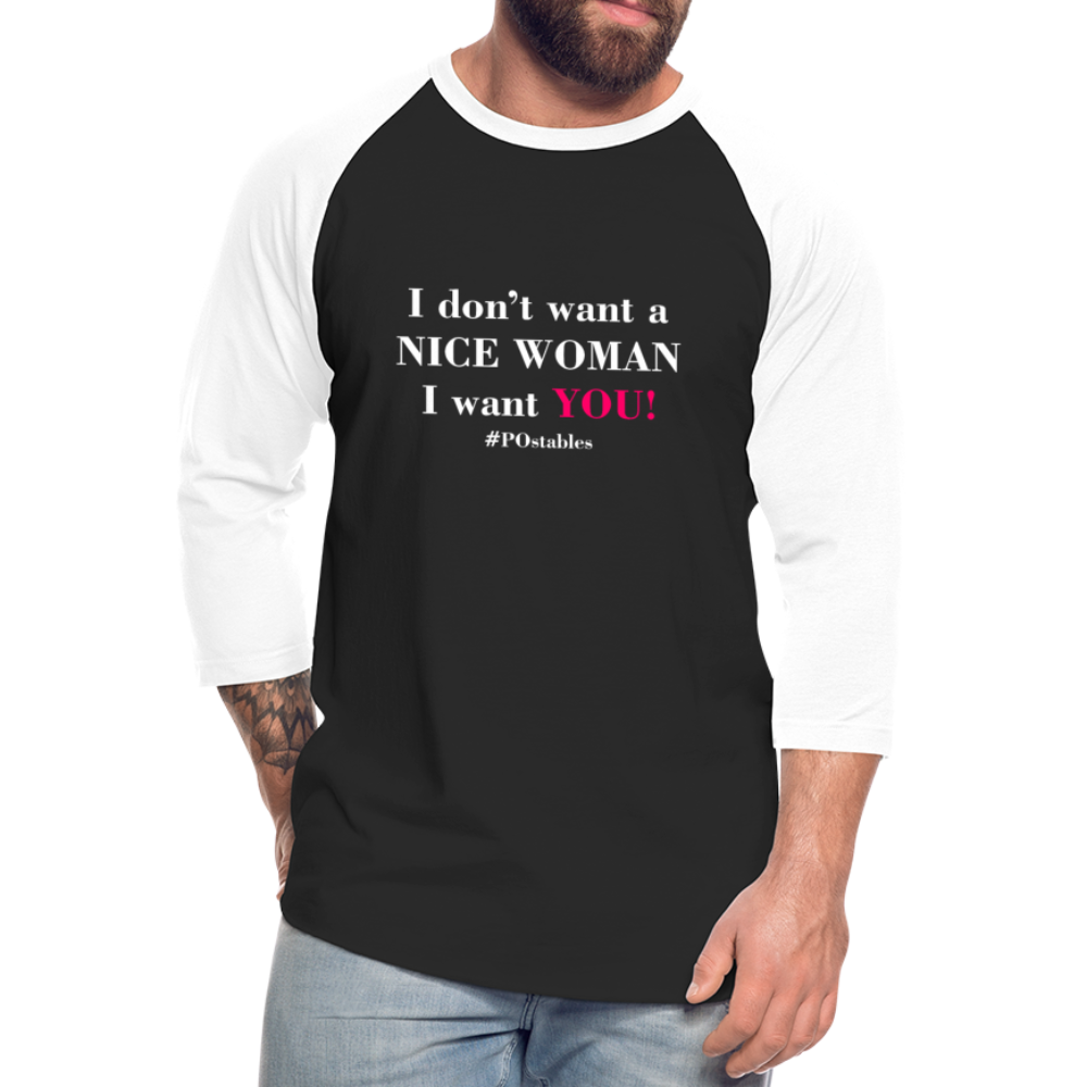 Woman W Baseball T-Shirt - black/white