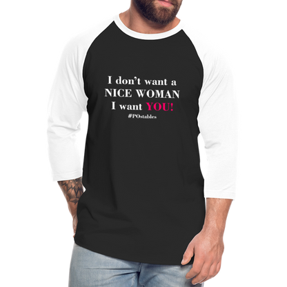 Woman W Baseball T-Shirt - black/white