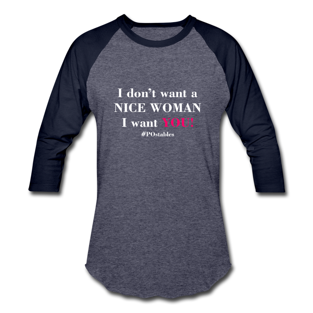 Woman W Baseball T-Shirt - heather blue/navy