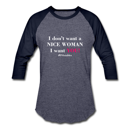 Woman W Baseball T-Shirt - heather blue/navy