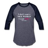 Woman W Baseball T-Shirt - heather blue/navy