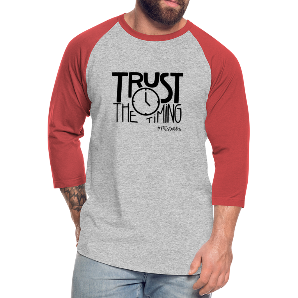 Trust B Baseball T-Shirt - heather gray/red