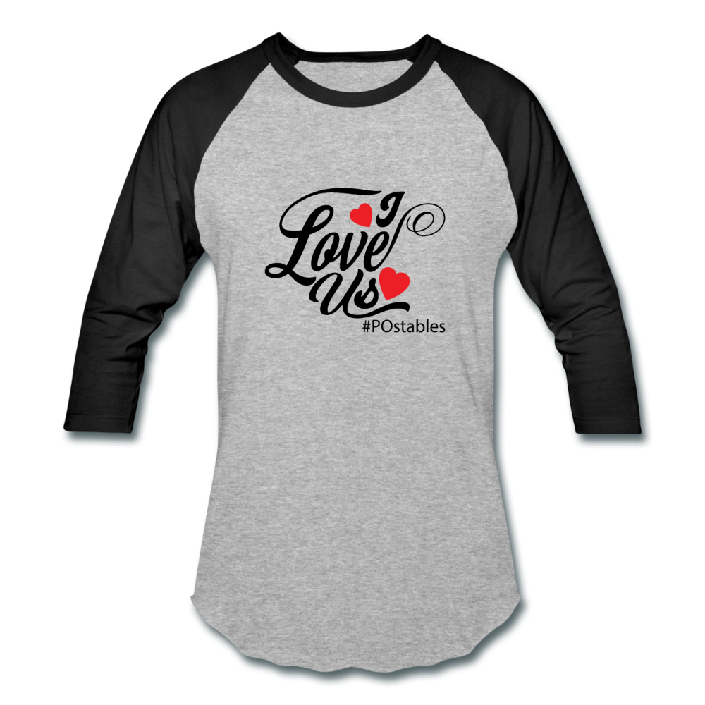 I Love Us B Baseball T-Shirt - heather gray/black