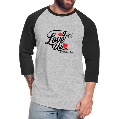 I Love Us B Baseball T-Shirt - heather gray/black