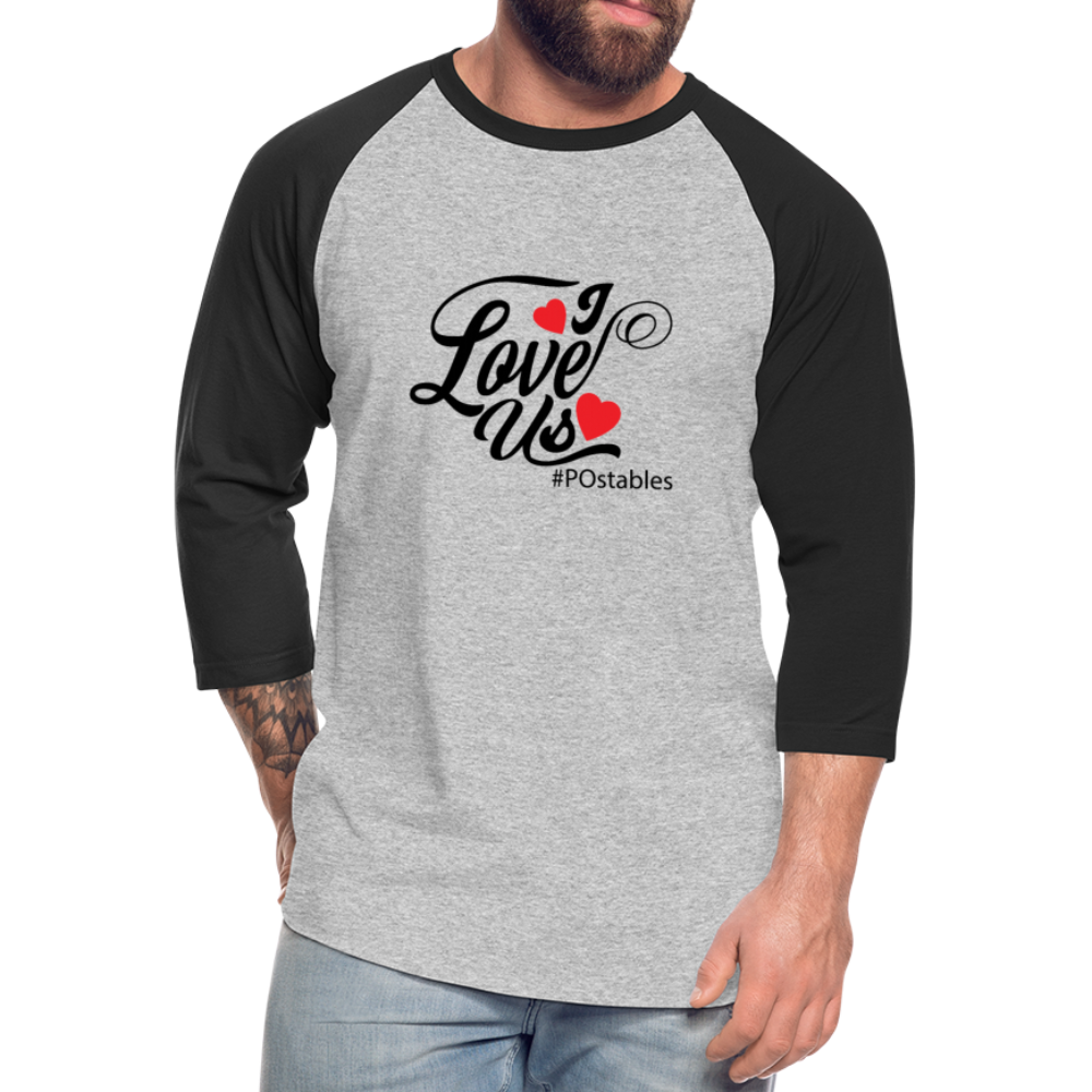 I Love Us B Baseball T-Shirt - heather gray/black