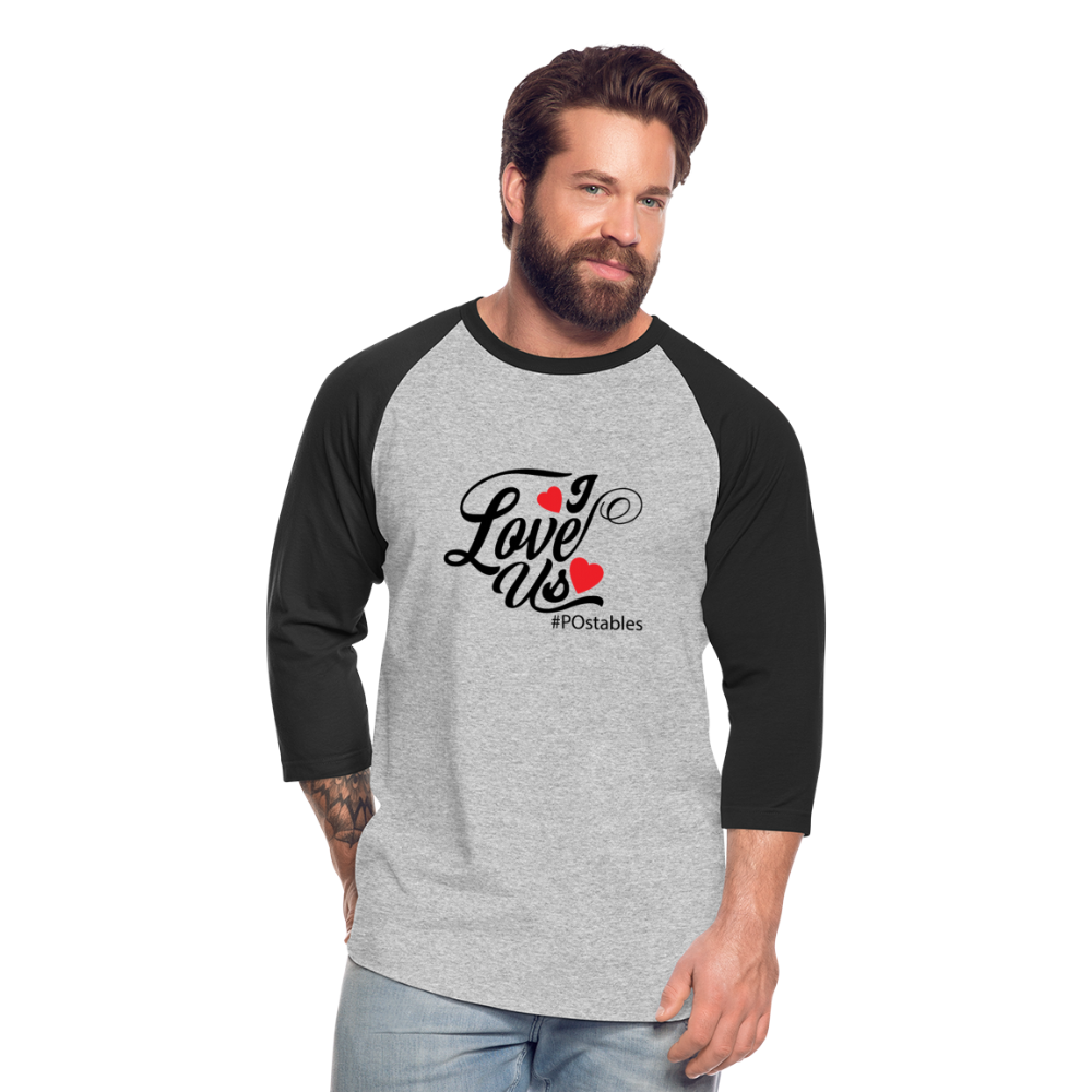 I Love Us B Baseball T-Shirt - heather gray/black