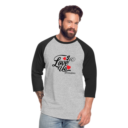 I Love Us B Baseball T-Shirt - heather gray/black