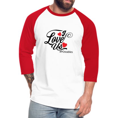 I Love Us B Baseball T-Shirt - white/red