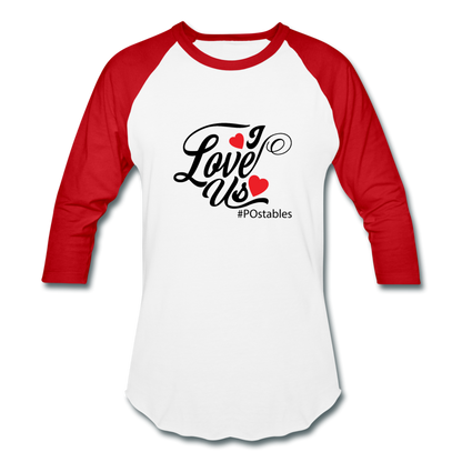 I Love Us B Baseball T-Shirt - white/red