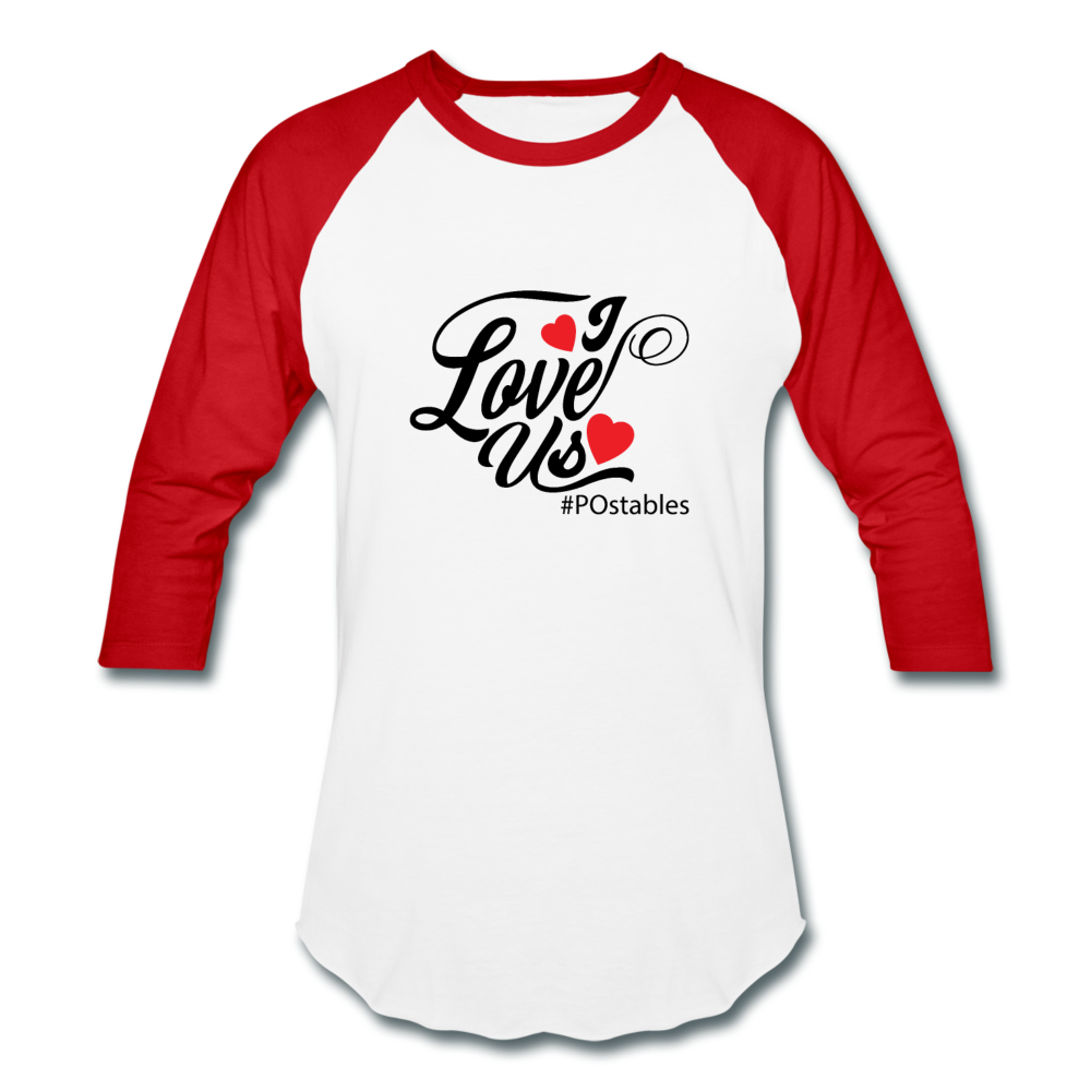 I Love Us B Baseball T-Shirt - white/red