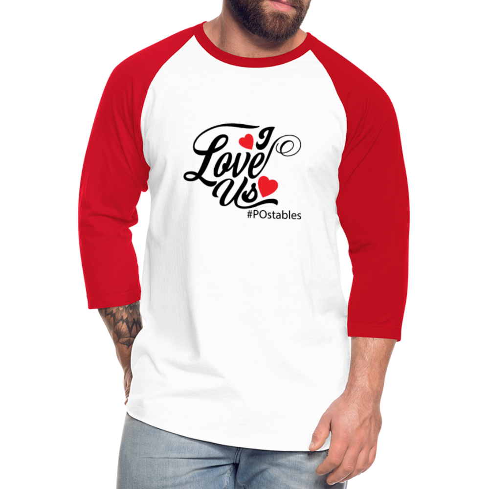 I Love Us B Baseball T-Shirt - white/red