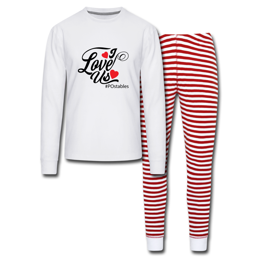 I Love Us Unisex Pajama Set - white/red stripe