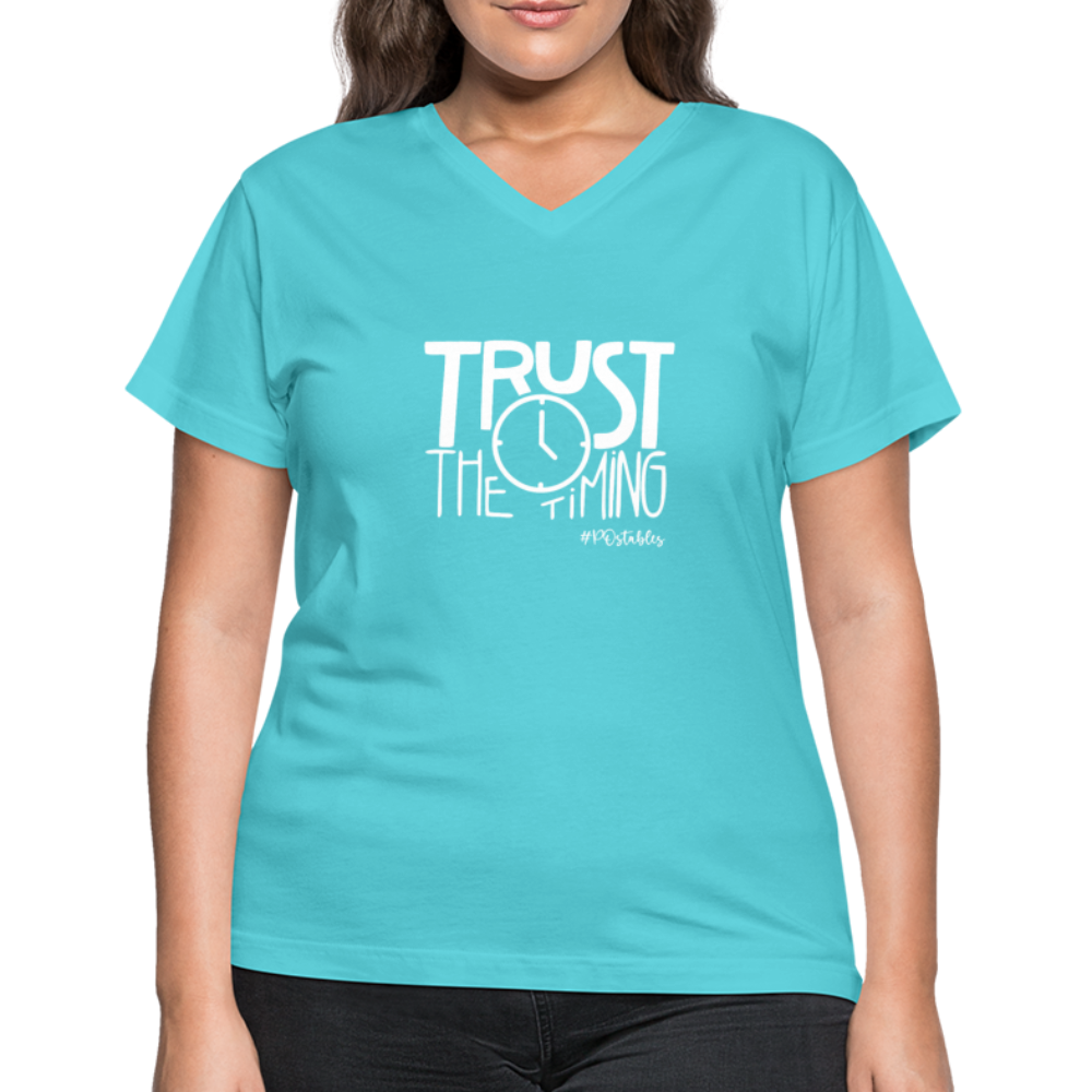 Trust The Timing W Women's V-Neck T-Shirt - aqua