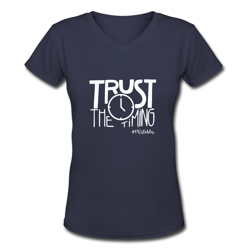 Trust The Timing W Women's V-Neck T-Shirt - navy