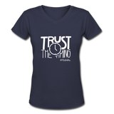 Trust The Timing W Women's V-Neck T-Shirt - navy