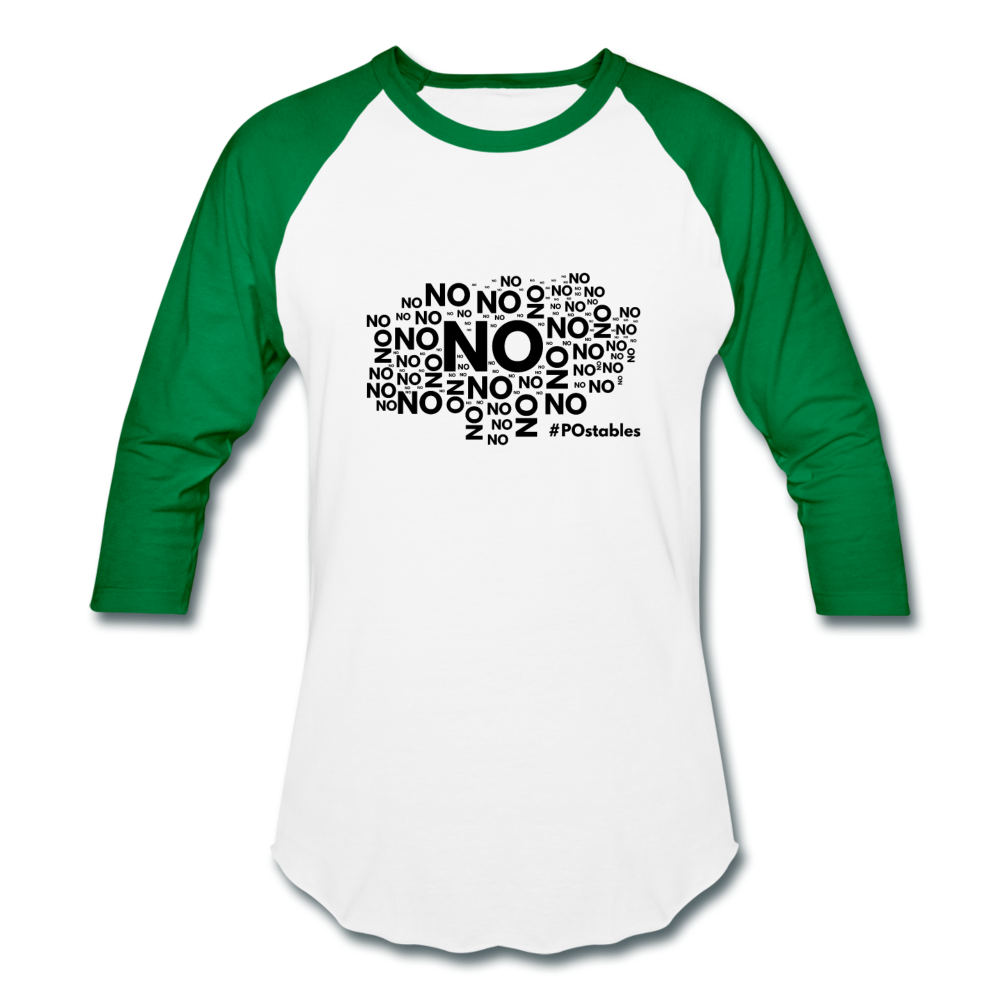 No No No B Baseball T-Shirt - white/kelly green