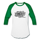 No No No B Baseball T-Shirt - white/kelly green