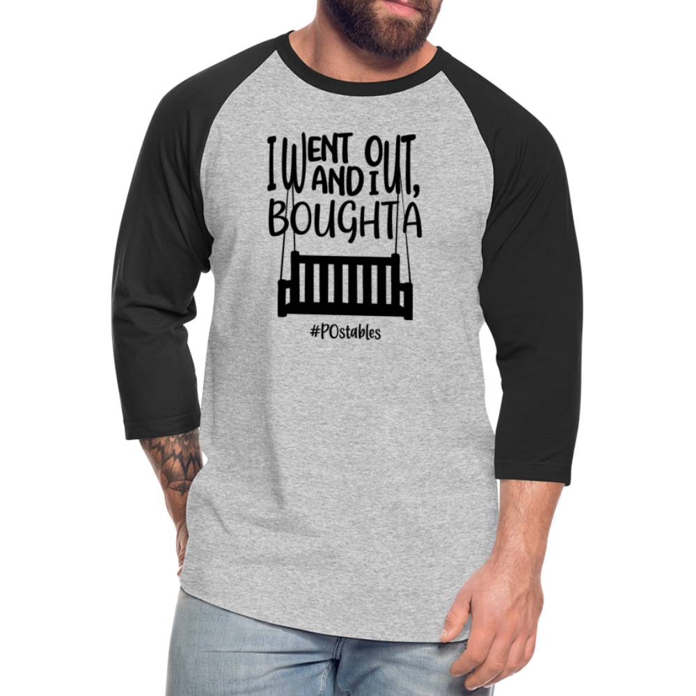 I Bought A Porch Swing B Baseball T-Shirt - heather gray/black