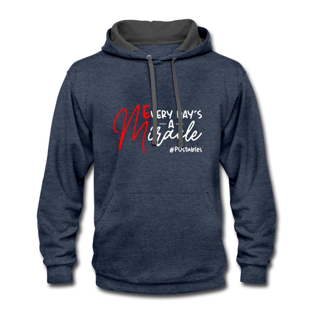 Every Day's A Miracle W Contrast Hoodie - indigo heather/asphalt