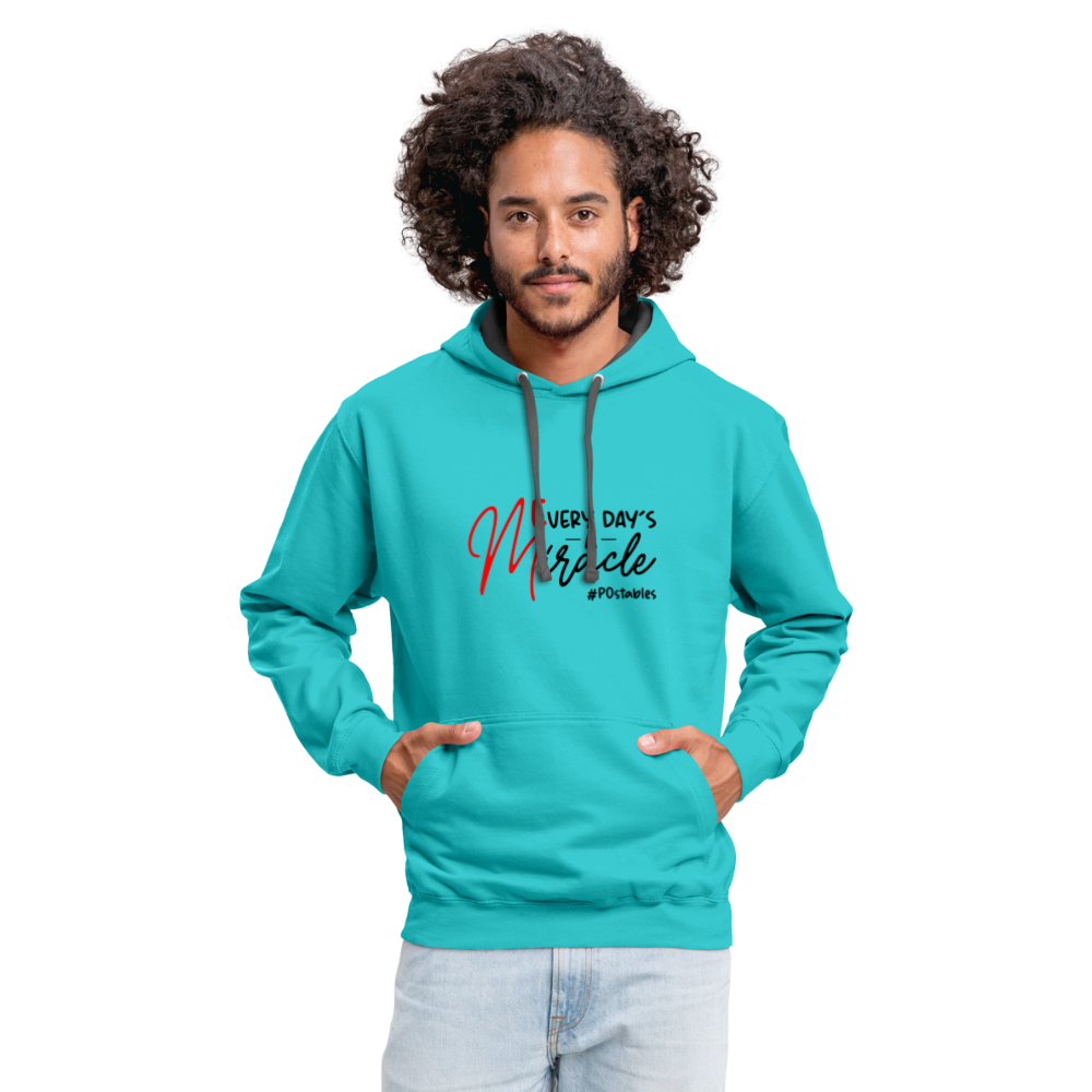 Every Day's A Miracle B Contrast Hoodie - scuba blue/asphalt