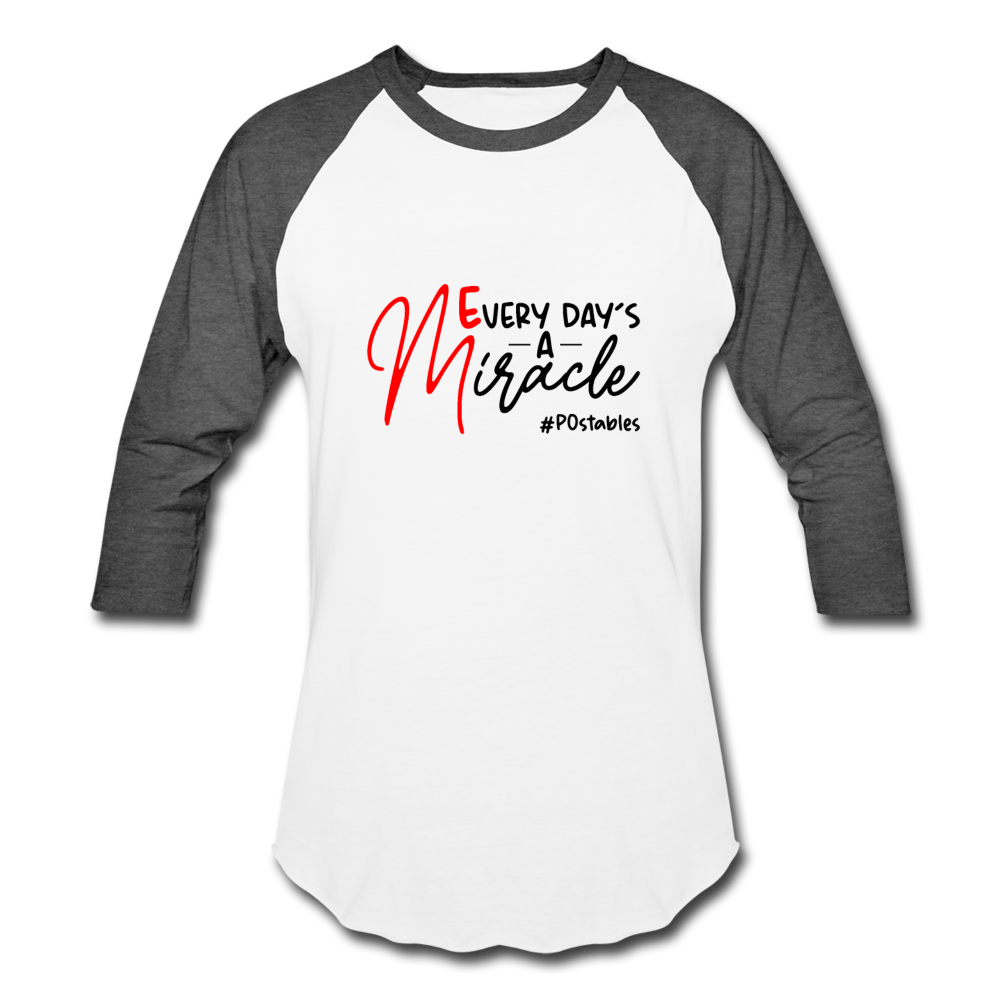 Every Day's A Miracle B Baseball T-Shirt - white/charcoal