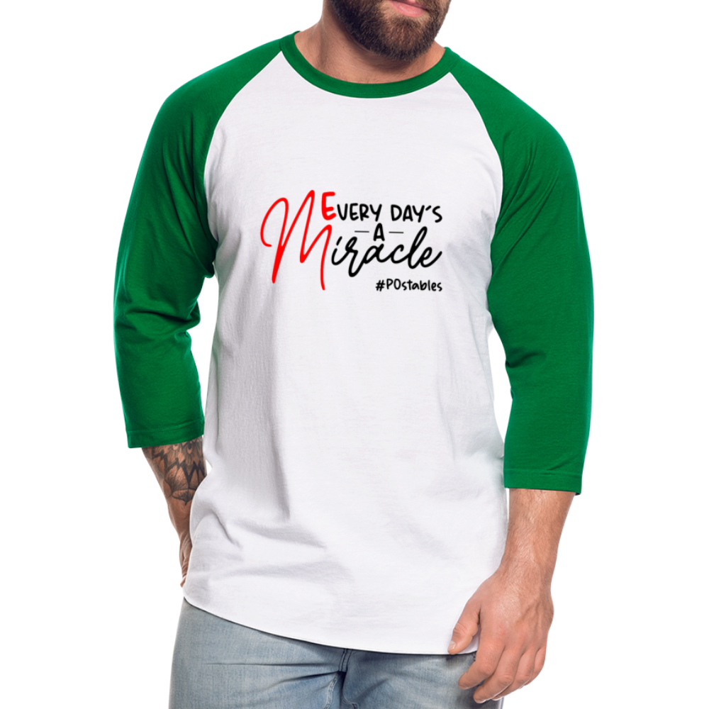 Every Day's A Miracle B Baseball T-Shirt - white/kelly green