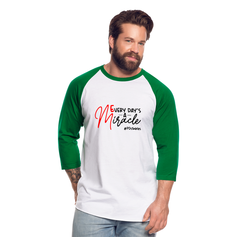 Every Day's A Miracle B Baseball T-Shirt - white/kelly green