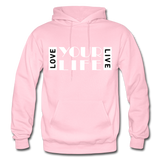 Love Your Life Live Your Life W Gildan Heavy Blend Adult Hoodie - light pink