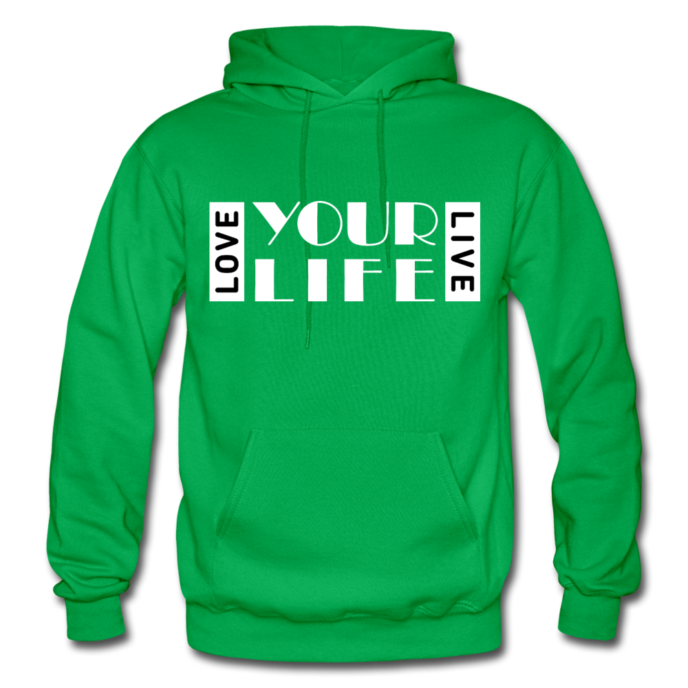 Love Your Life Live Your Life W Gildan Heavy Blend Adult Hoodie - kelly green