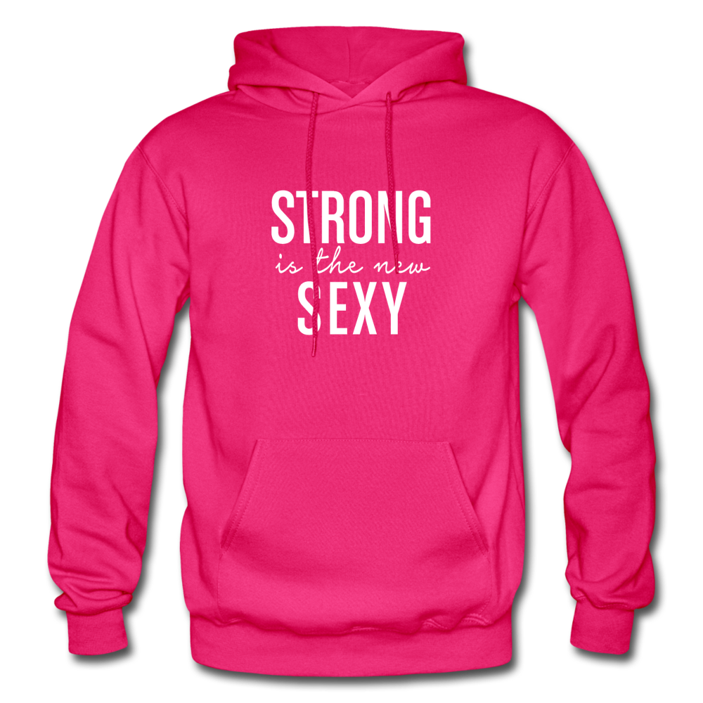 Strong is the New Sexy W Gildan Heavy Blend Adult Hoodie - fuchsia