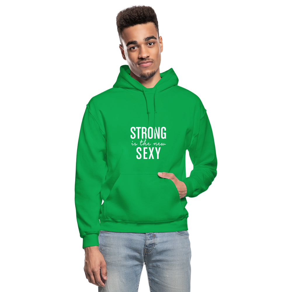 Strong is the New Sexy W Gildan Heavy Blend Adult Hoodie - kelly green