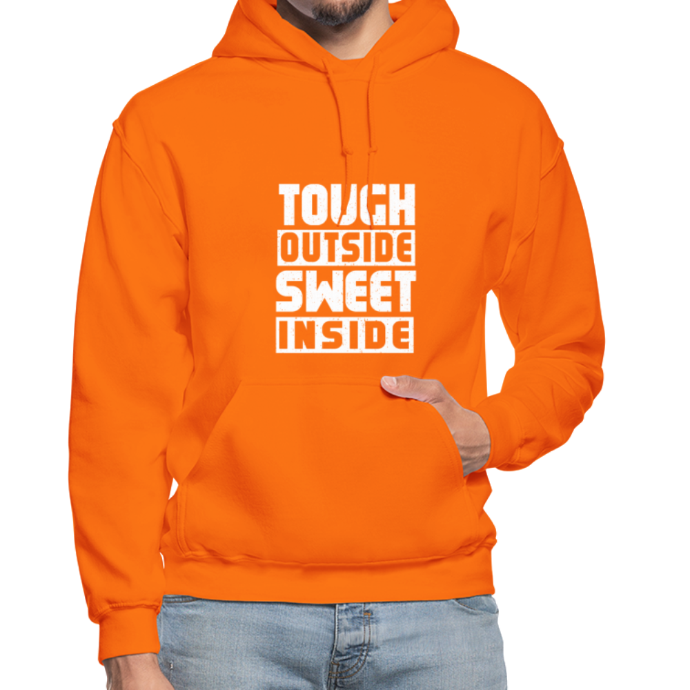 Tough Outside Sweet Inside W Gildan Heavy Blend Adult Hoodie - orange