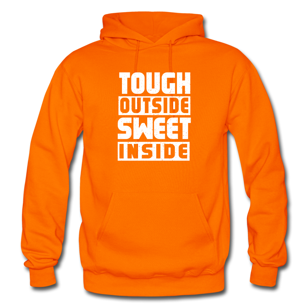 Tough Outside Sweet Inside W Gildan Heavy Blend Adult Hoodie - orange