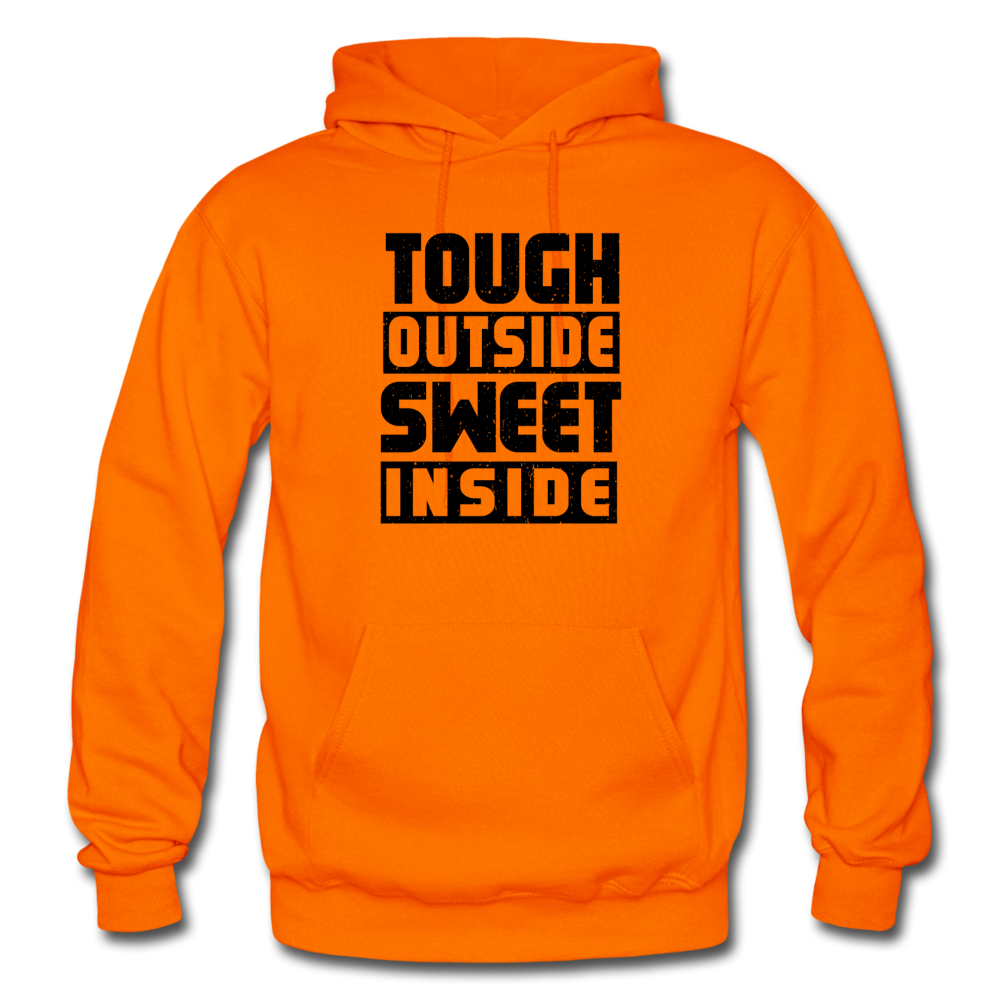 Tough Outside Sweet Inside B Gildan Heavy Blend Adult Hoodie - orange