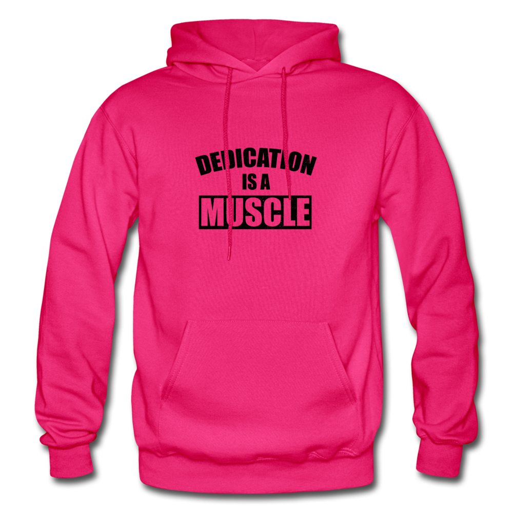 Dedication is a Muscle B Gildan Heavy Blend Adult Hoodie - fuchsia