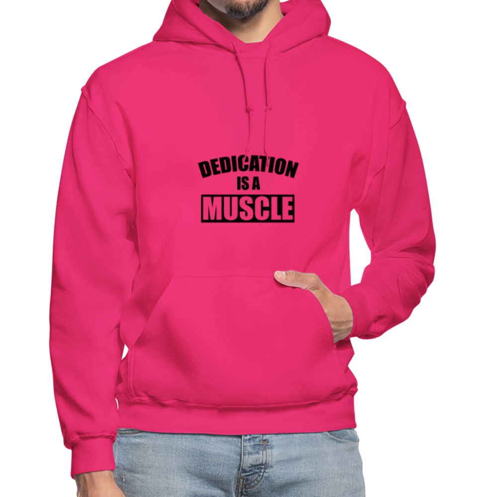 Dedication is a Muscle B Gildan Heavy Blend Adult Hoodie - fuchsia