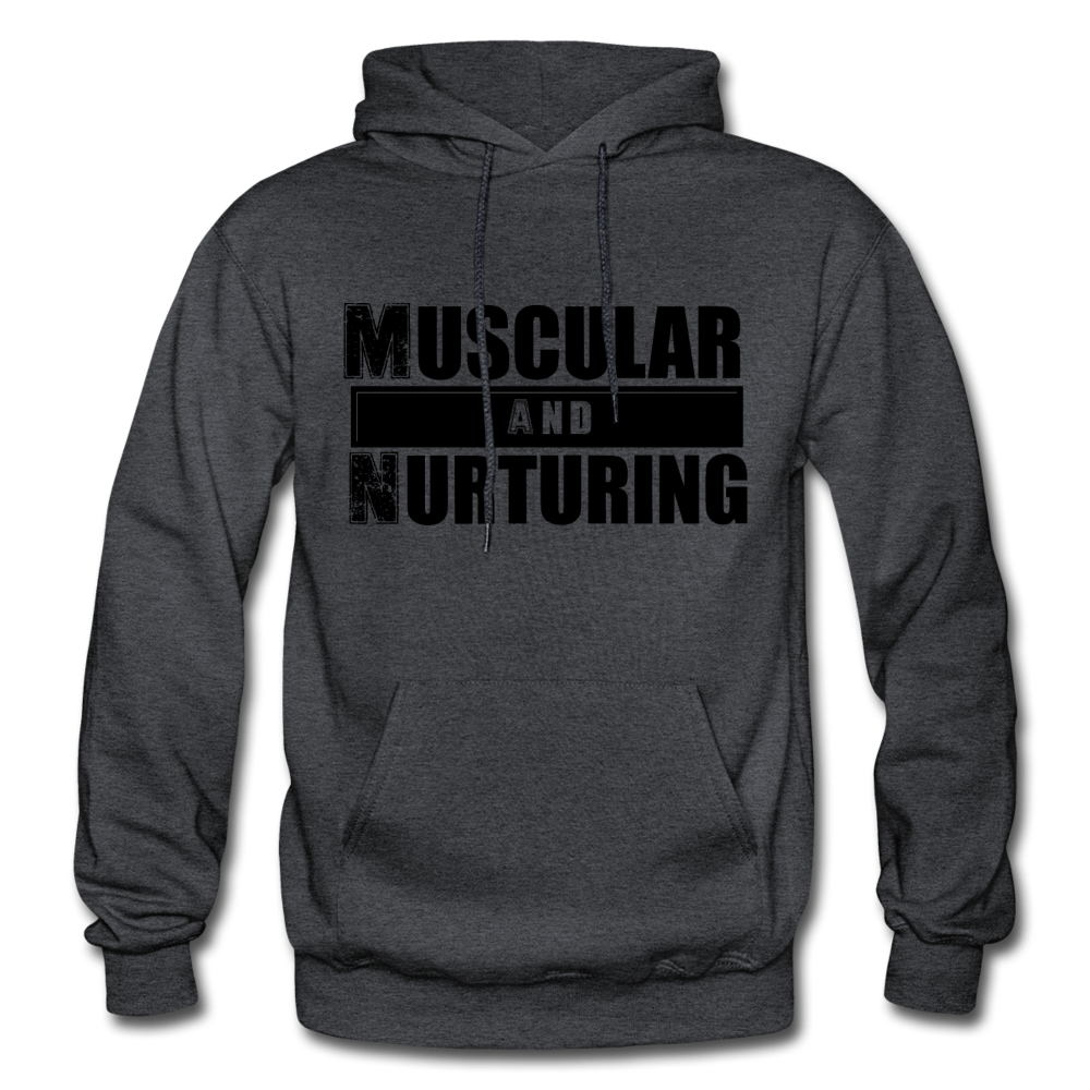 Muscular and Nurturing B Gildan Heavy Blend Adult Hoodie - charcoal gray