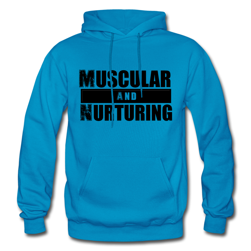 Muscular and Nurturing B Gildan Heavy Blend Adult Hoodie - turquoise