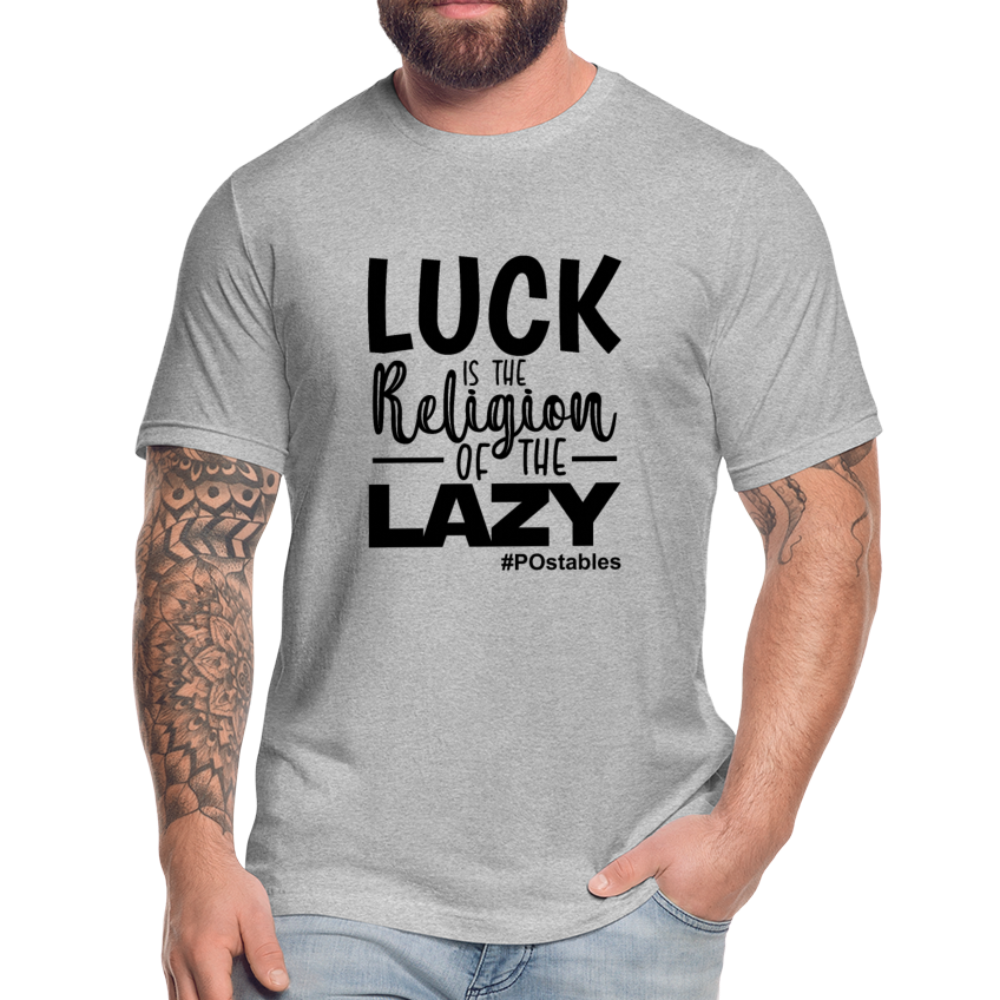 Luck is the religion of the lazy B Unisex Jersey T-Shirt by Bella + Canvas - heather gray
