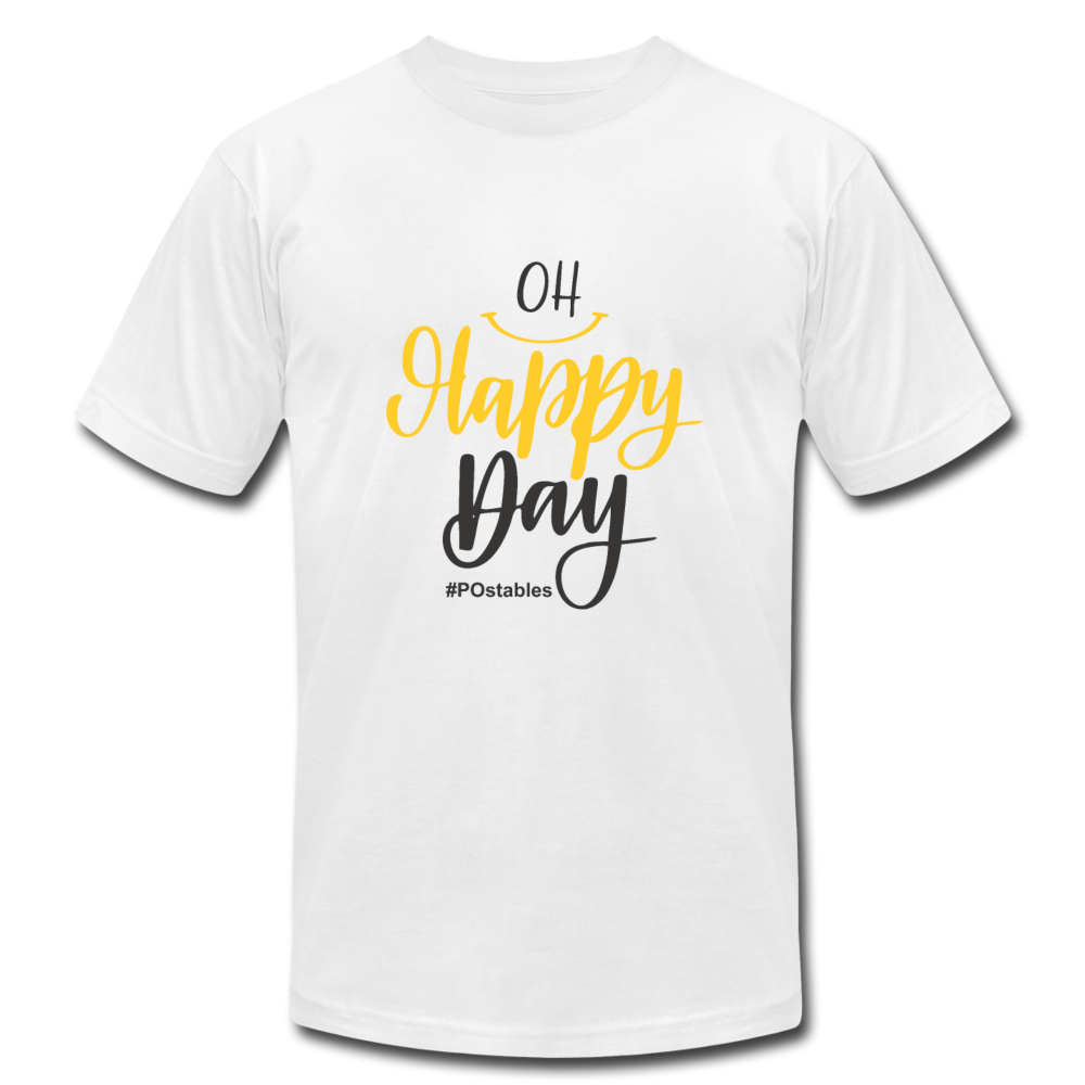 Oh Happy Day B Unisex Jersey T-Shirt by Bella + Canvas - white