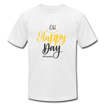 Oh Happy Day B Unisex Jersey T-Shirt by Bella + Canvas - white