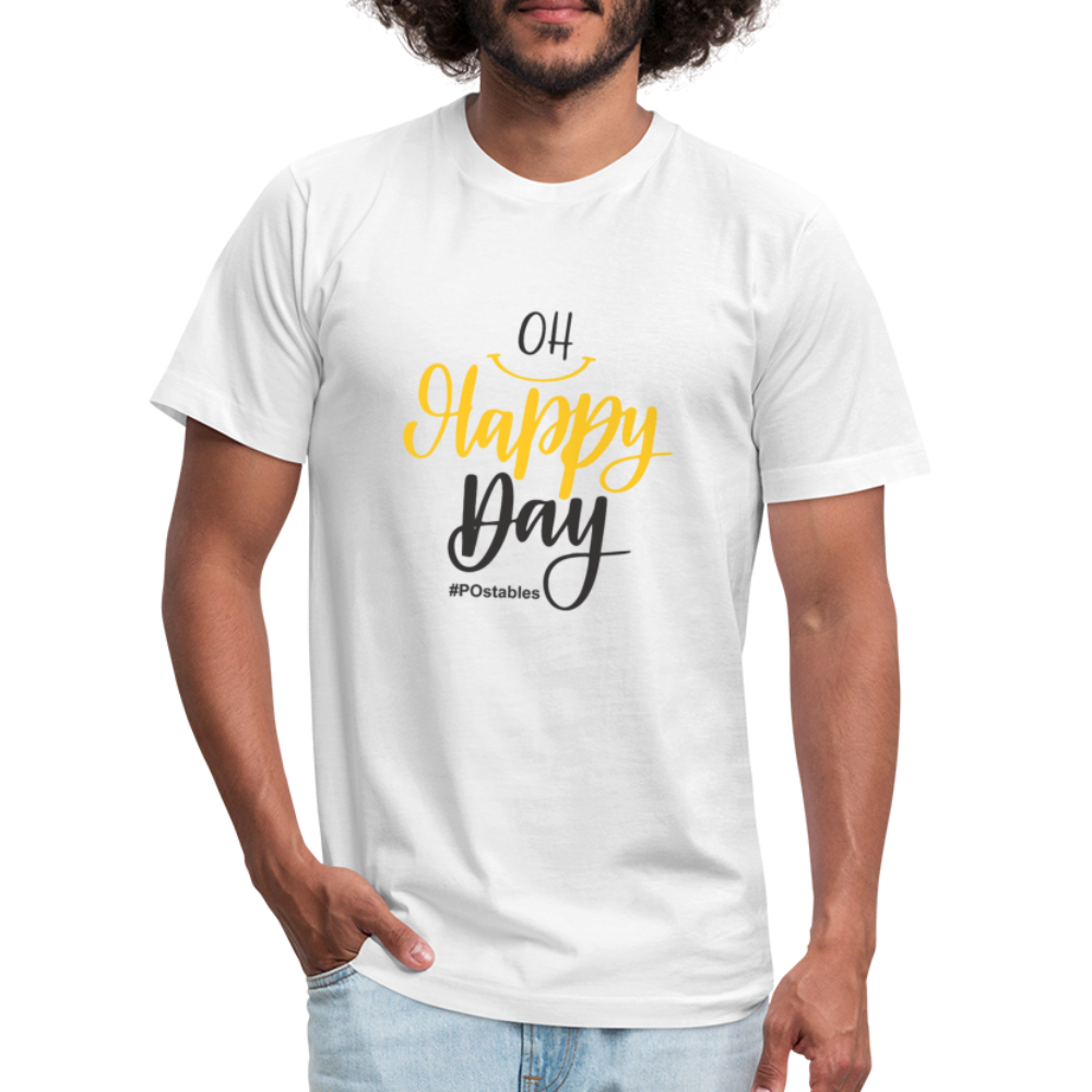 Oh Happy Day B Unisex Jersey T-Shirt by Bella + Canvas - white