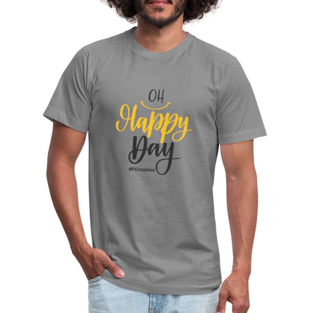 Oh Happy Day B Unisex Jersey T-Shirt by Bella + Canvas - slate