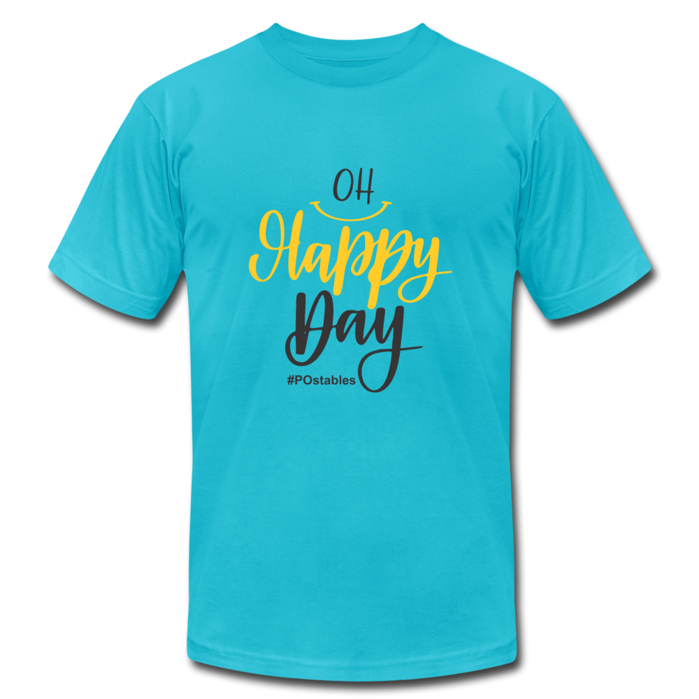 Oh Happy Day B Unisex Jersey T-Shirt by Bella + Canvas - turquoise