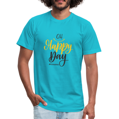 Oh Happy Day B Unisex Jersey T-Shirt by Bella + Canvas - turquoise