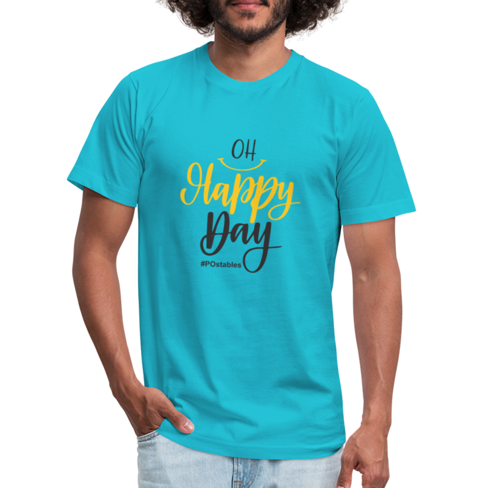 Oh Happy Day B Unisex Jersey T-Shirt by Bella + Canvas - turquoise