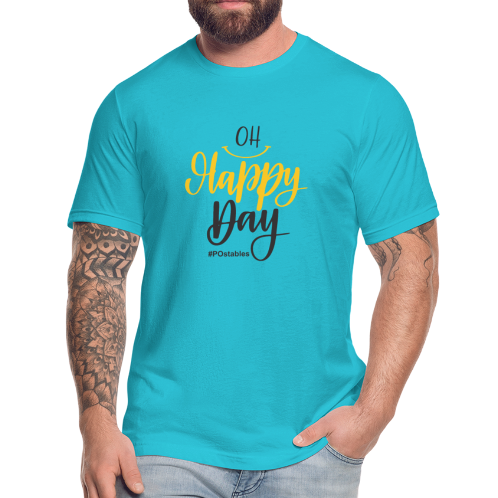 Oh Happy Day B Unisex Jersey T-Shirt by Bella + Canvas - turquoise