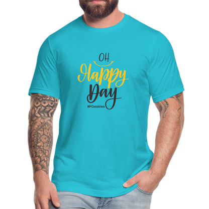 Oh Happy Day B Unisex Jersey T-Shirt by Bella + Canvas - turquoise