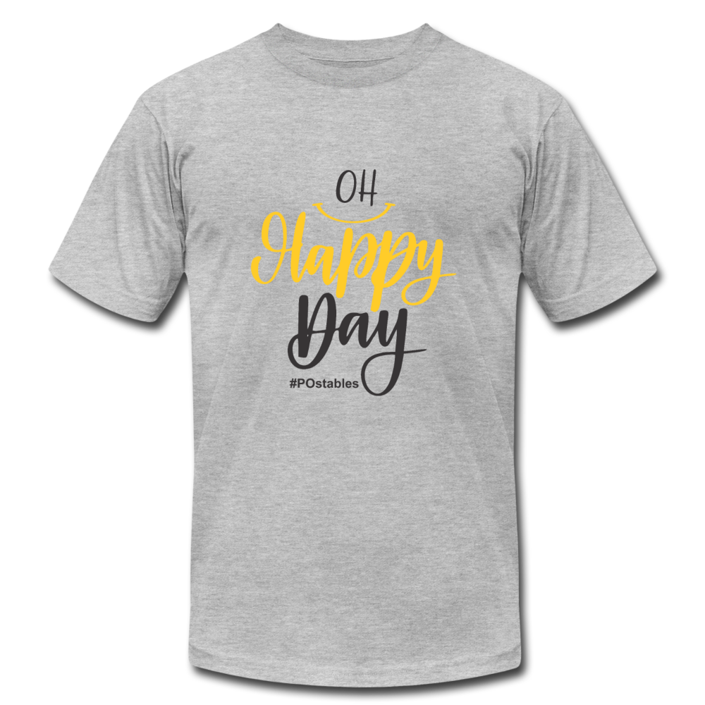 Oh Happy Day B Unisex Jersey T-Shirt by Bella + Canvas - heather gray
